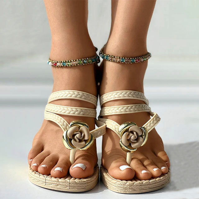 Anya | Sandals with Floral Trim