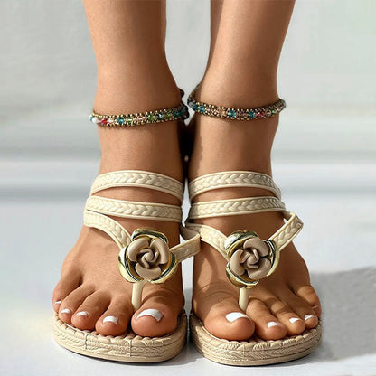 Anya | Sandals with Floral Trim