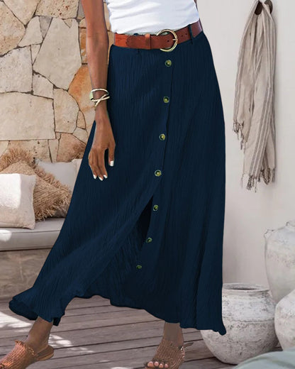 Cindy | Flared Skirt with Button Detail