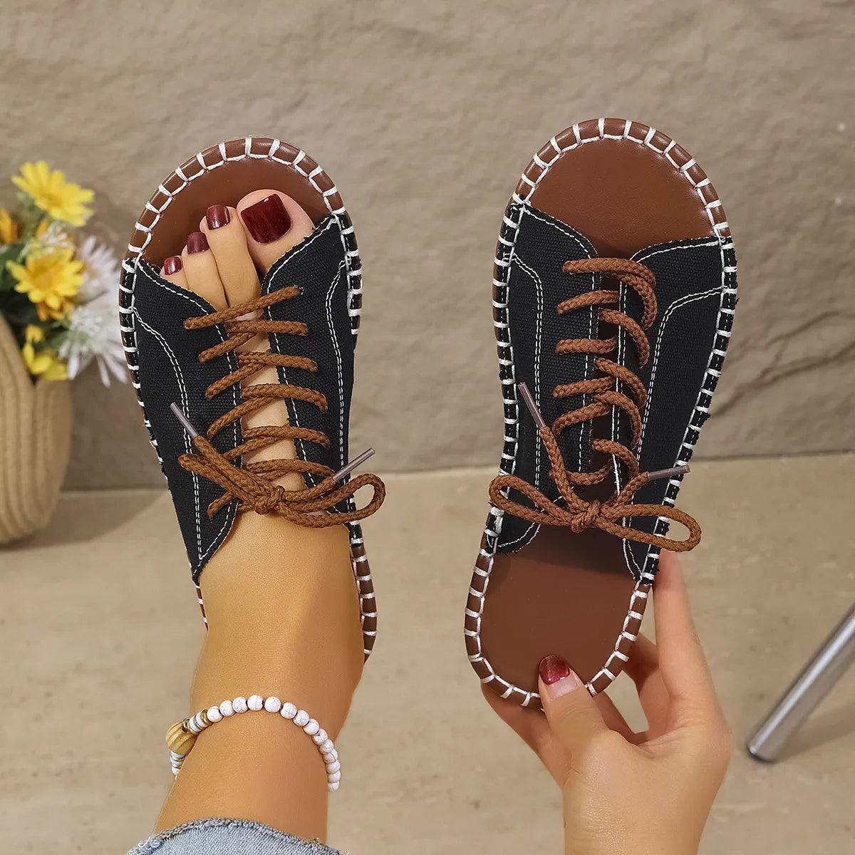 Blanca | Vintage Lace-Up Sandals