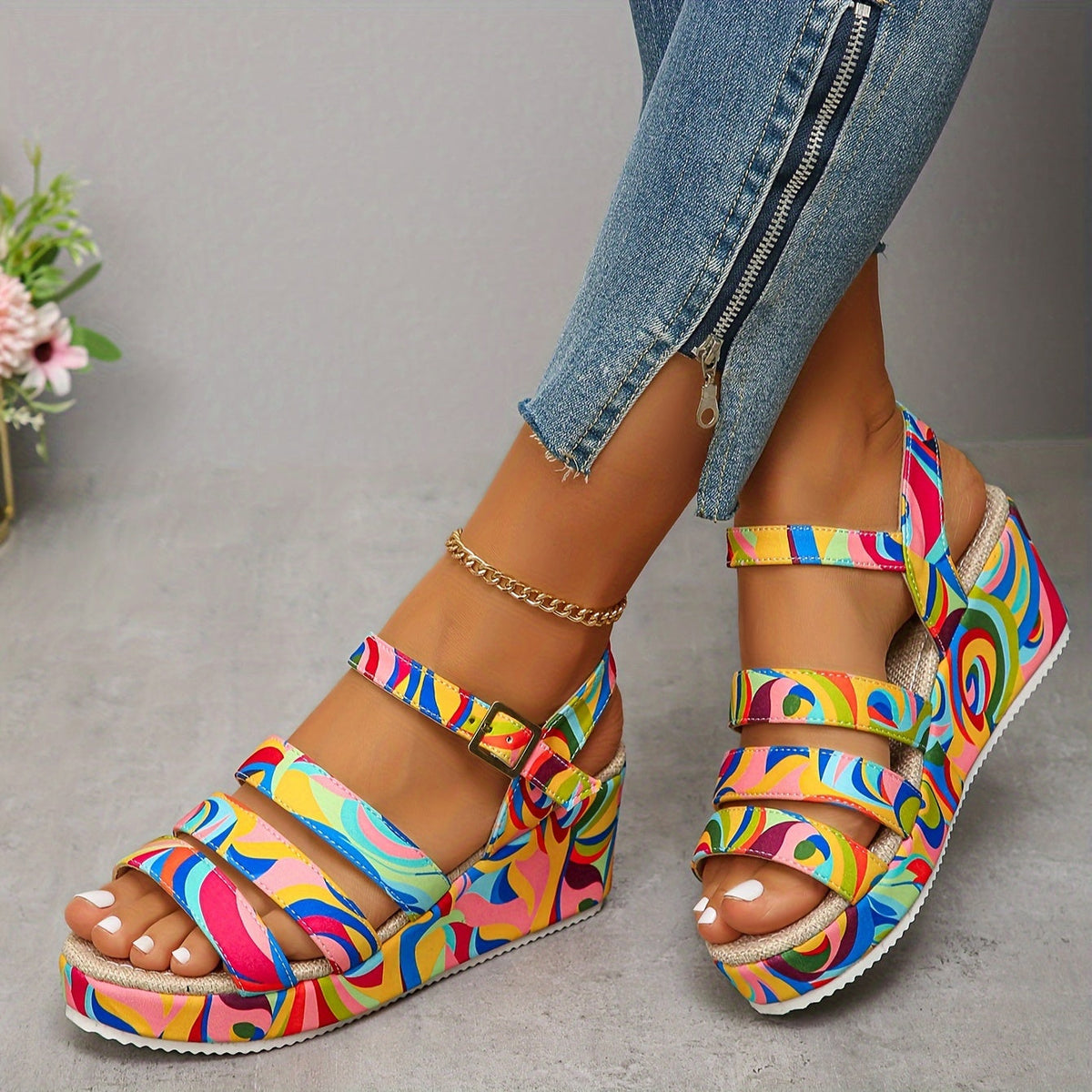 Seraphina | Colourful Wedge Sandals with Stable Platform