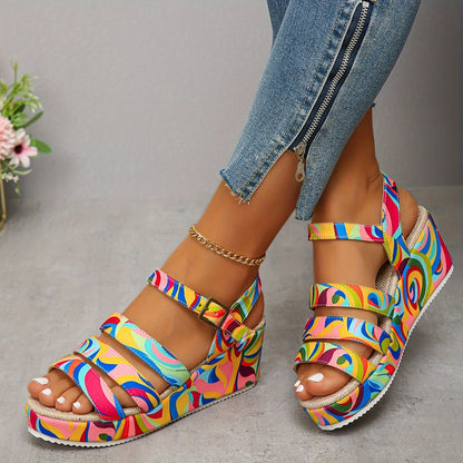 Seraphina | Colourful Wedge Sandals with Stable Platform