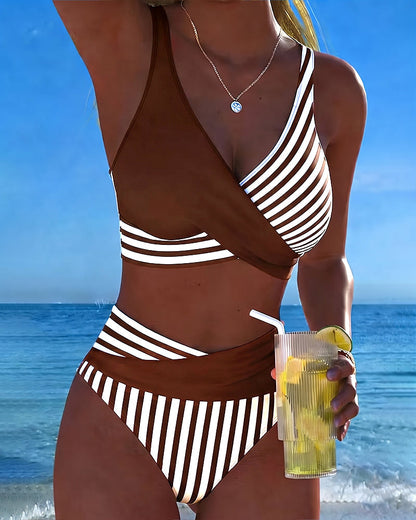 Alexandra | Two-Tone Bikini with Nautical Stripe Design