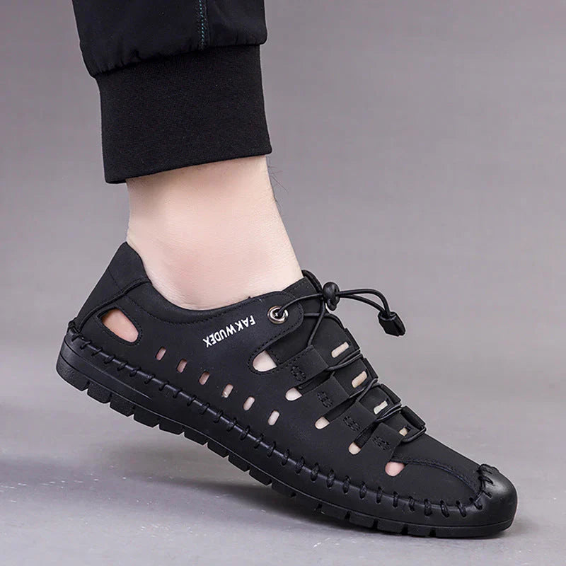 Ethan | Aviator Faux Leather Sandals with Toe Wrap