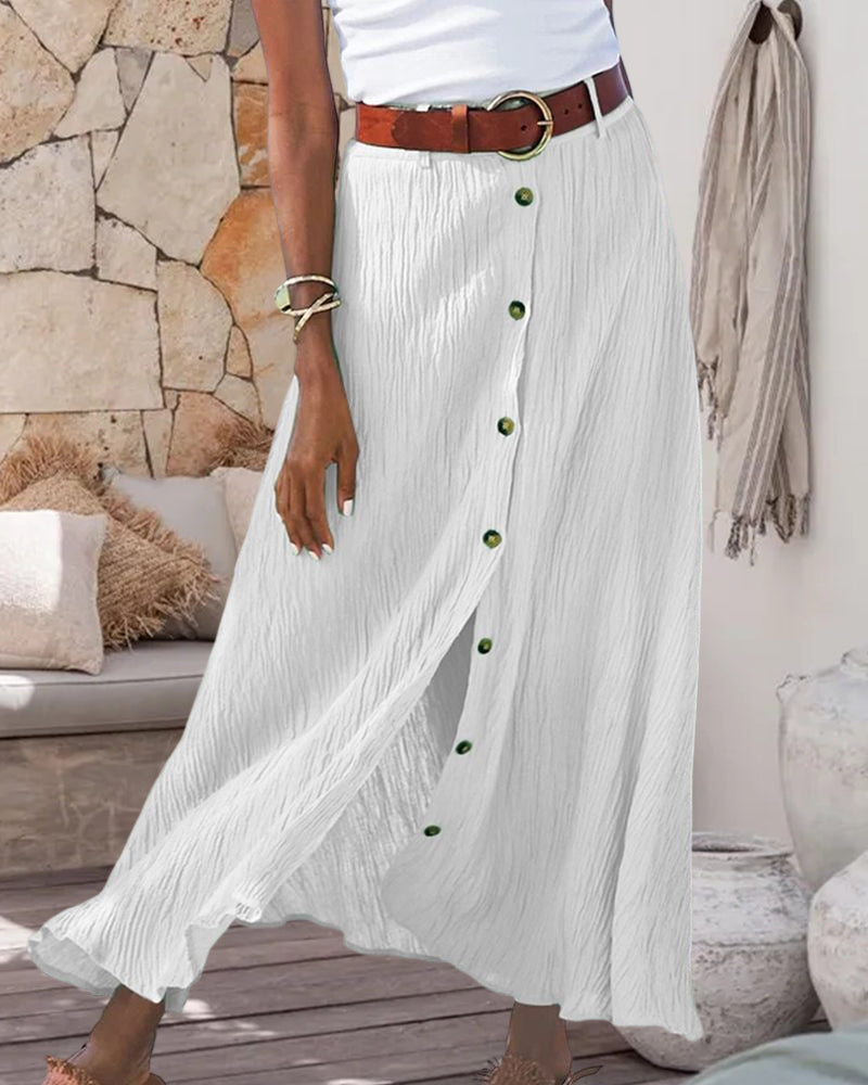 Cindy | Flared Skirt with Button Detail