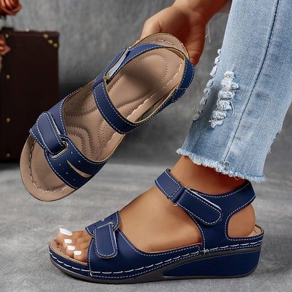 Corina | Fashionable Wedge Sandals in Faux Leather with Support