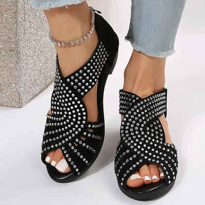 Samira | Stylish Crossover Sandals with Diamante Details