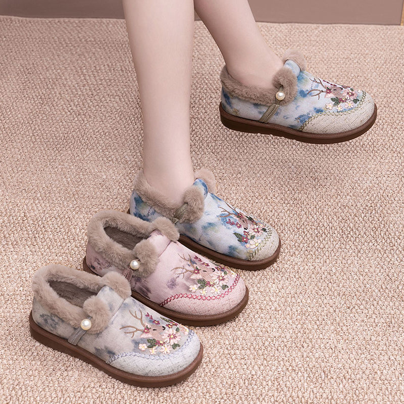 Rimza | Warm Embroidered Slippers for Women