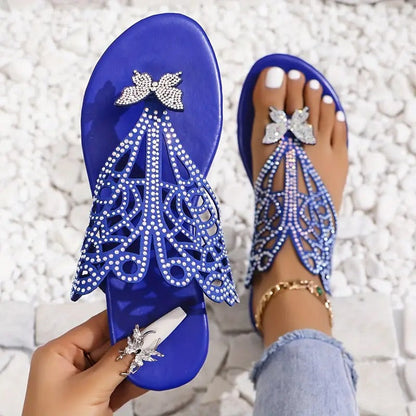 Gisele | Embellished Faux Leather Sandals with Butterfly Detail