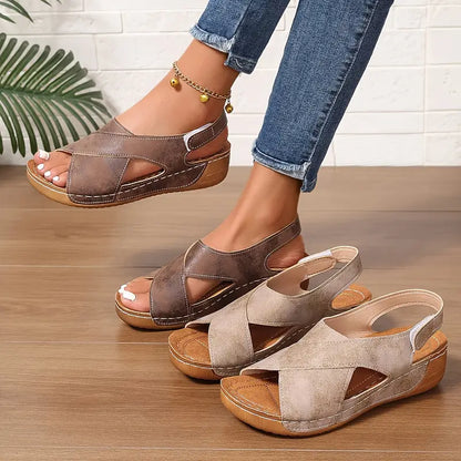 Elle | Vintage Wedge Sandals with Soft Comfort