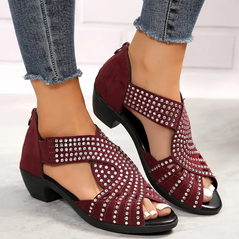 Samira | Stylish Crossover Sandals with Diamante Details