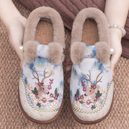 Rimza | Warm Embroidered Slippers for Women