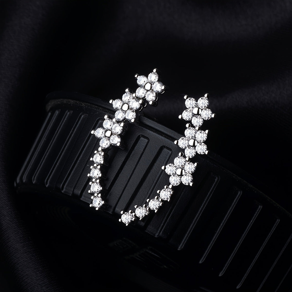 Alex | Floral Line Cubic Zirconia Earrings