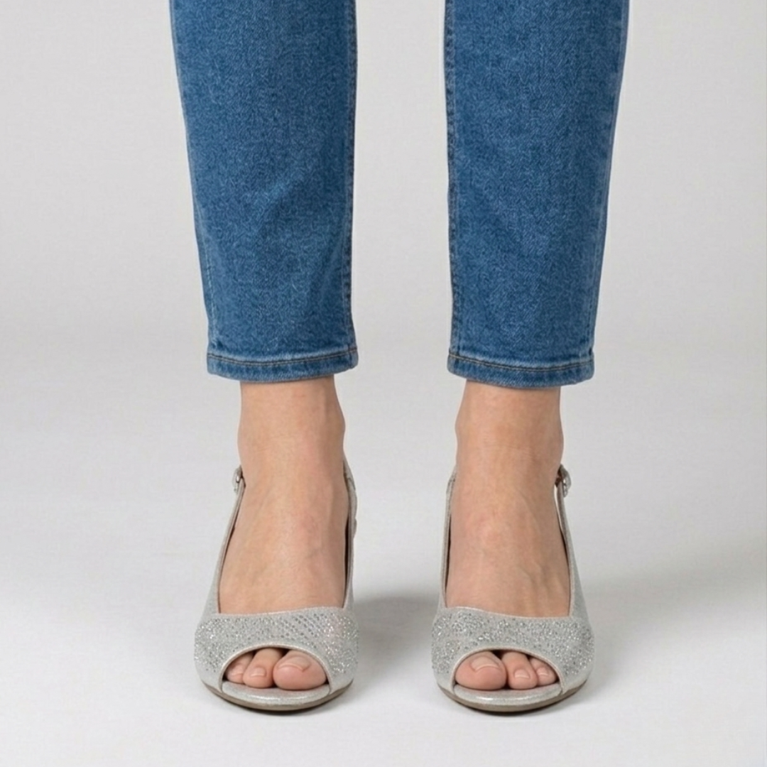 Ulla | Feminine Slingback Sandals with Sparkling Vamp