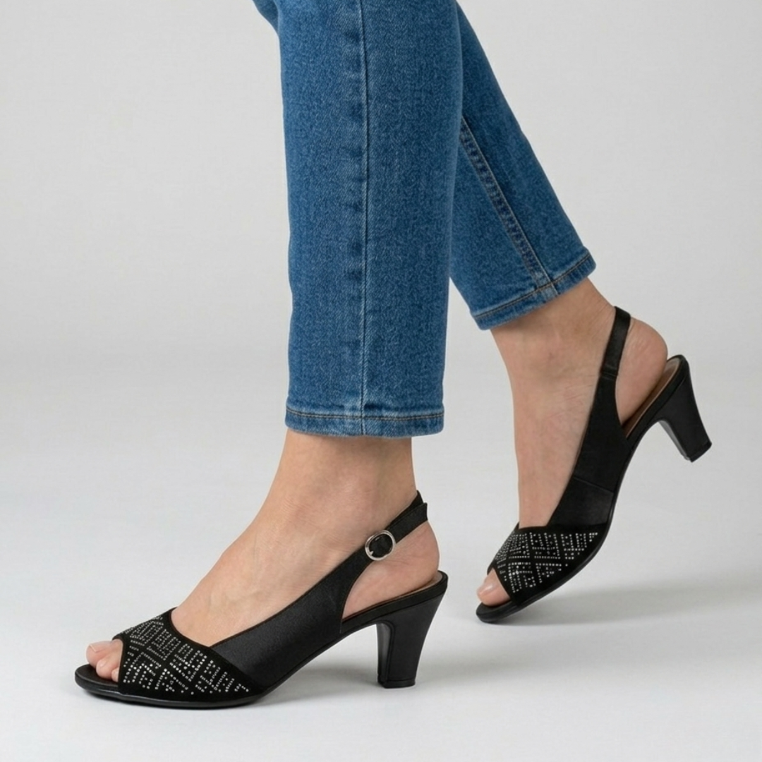 Ulla | Feminine Slingback Sandals with Sparkling Vamp