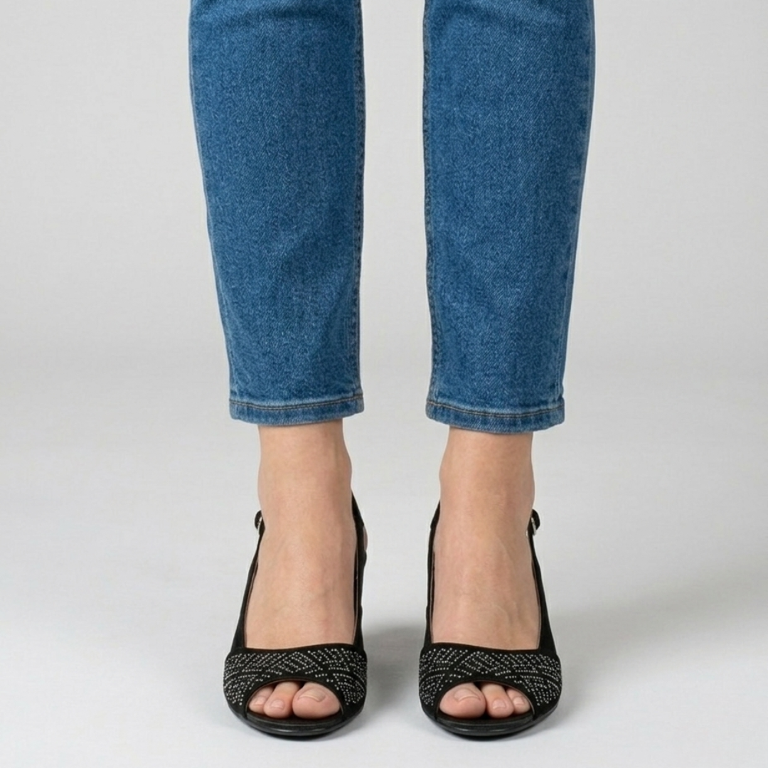 Ulla | Feminine Slingback Sandals with Sparkling Vamp