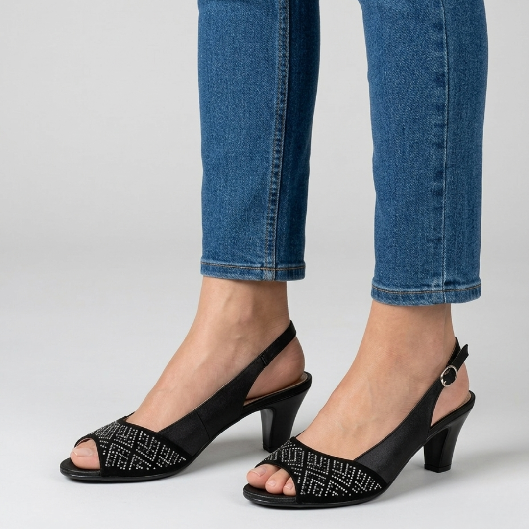Ulla | Feminine Slingback Sandals with Sparkling Vamp