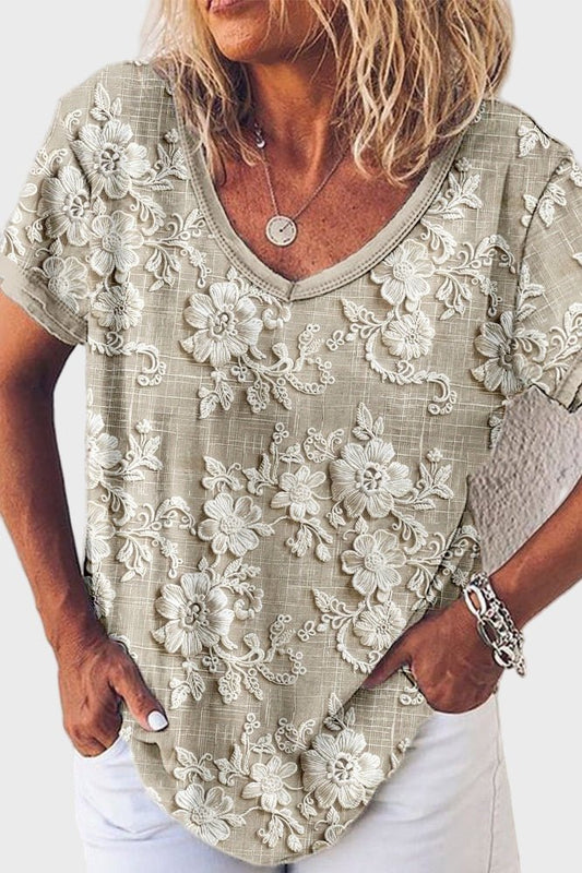 Andrea Romantic Boho Print Blouse for Women