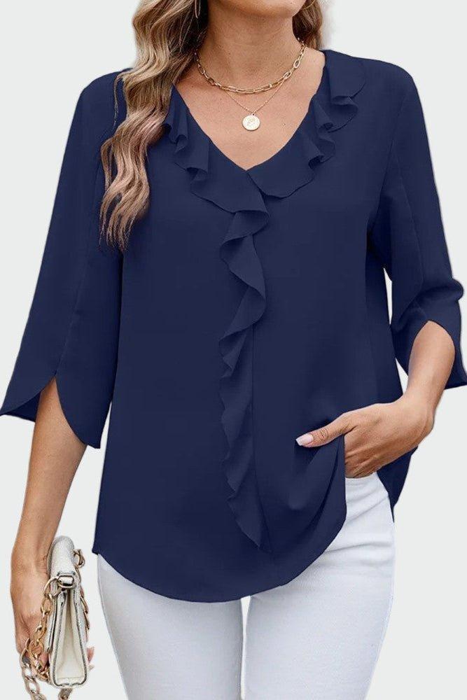 Andrea Black Boho Print Blouse for Women