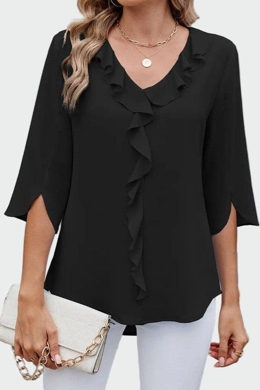Andrea Black Boho Print Blouse for Women