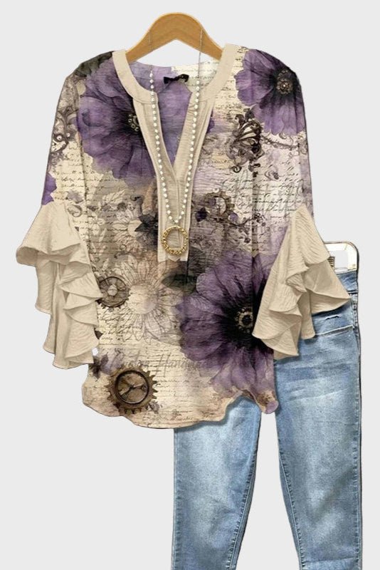 Astrid Satin Boho Print Blouse for Women