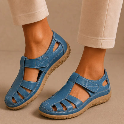 Elfrida | Comfort Sandals in Faux Leather with Velcro Fastening