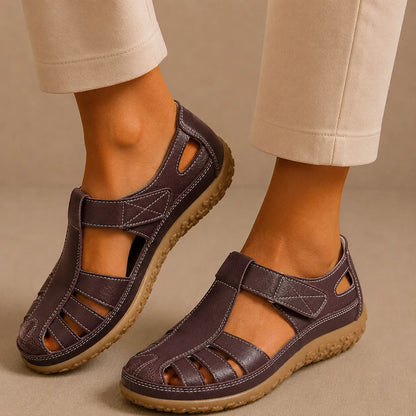 Elfrida | Comfort Sandals in Faux Leather with Velcro Fastening