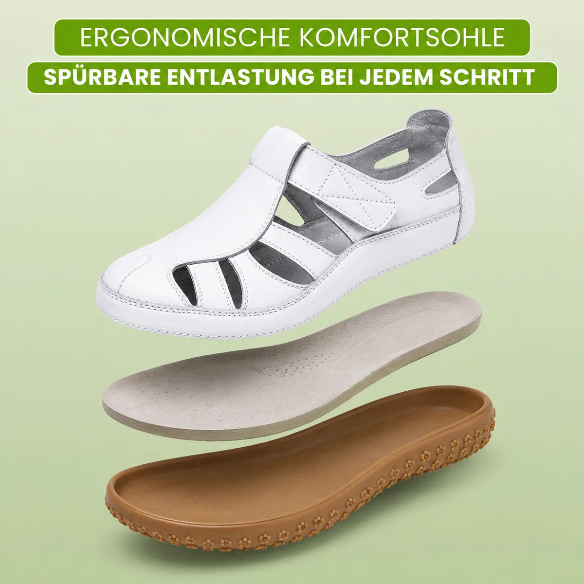 Elfrida | Comfort Sandals in Faux Leather with Velcro Fastening