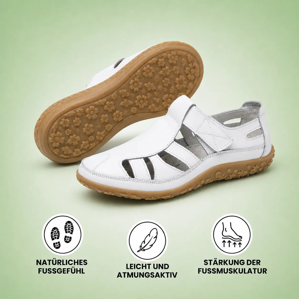 Elfrida | Comfort Sandals in Faux Leather with Velcro Fastening