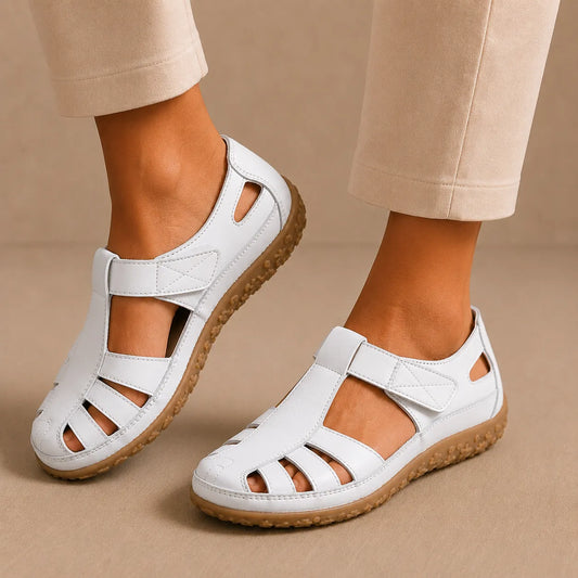 Elfrida | Comfort Sandals in Faux Leather with Velcro Fastening