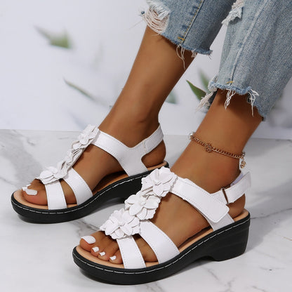 Zita | Flat Sandals for Women with Ruffle Flower