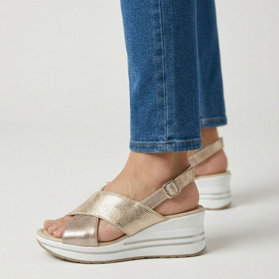 Trude | Comfort Sandals with Wedge Sole and Crossover Straps