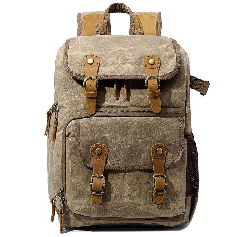 Margaret River waxed canvas camera backpack in Khaki — Beverley Lane