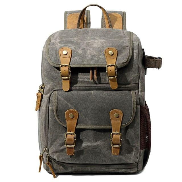 Margaret River waxed canvas camera backpack in Army Green — Beverley Lane