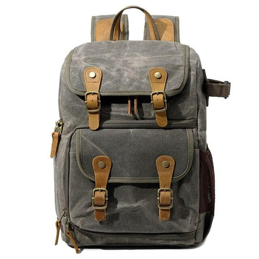 Margaret River waxed canvas camera backpack in Army Green — Beverley Lane