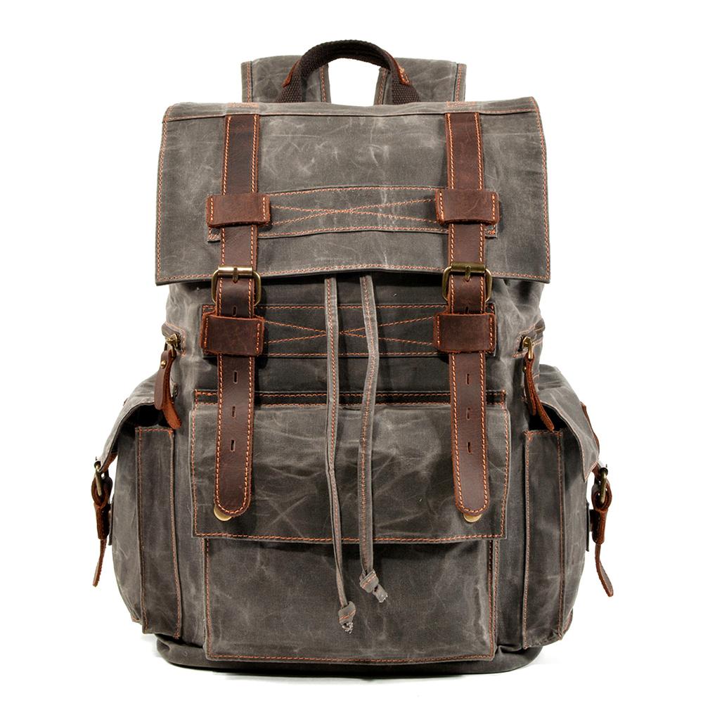 Nelson waxed canvas backpack in Army Grey — Beverley Lane