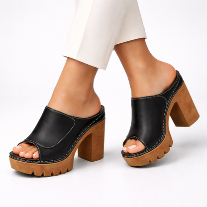 Mia | Stylish Heeled Sandals with Soft Faux Leather Look