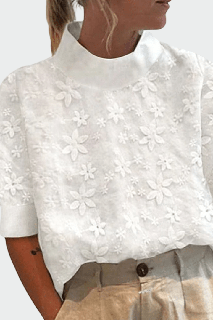 Helve White Boho Print Blouse for Women