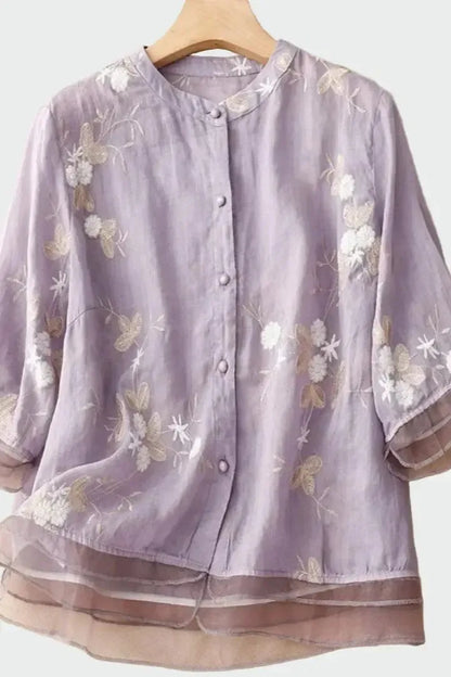 Eida Light Pink Boho Print Blouse for Women