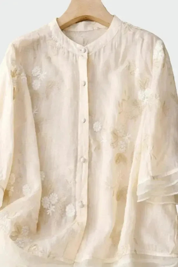 Eida Light Pink Boho Print Blouse for Women