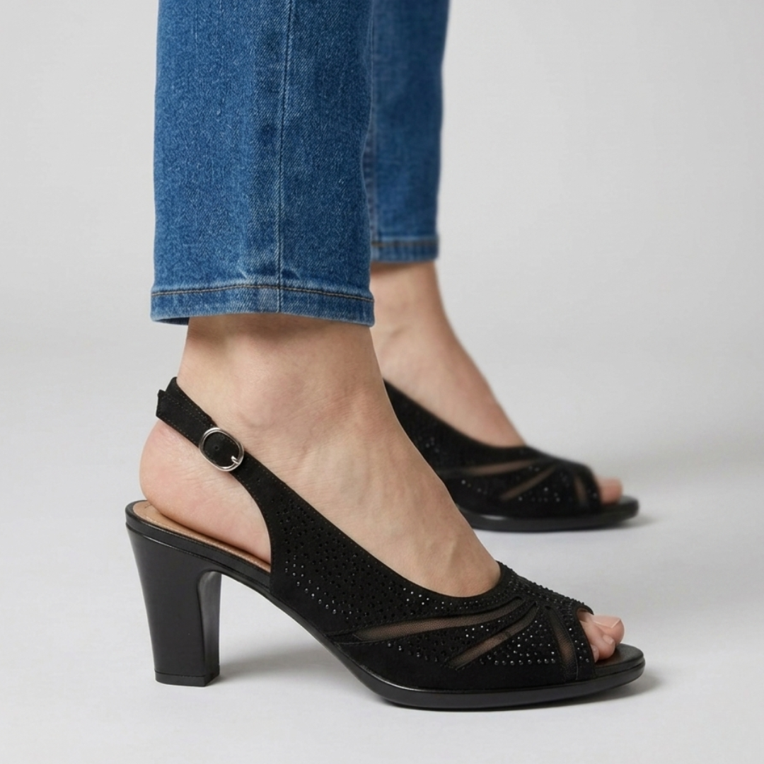 Thea | Comfortable Heeled Sandals for Women with Diamante Details