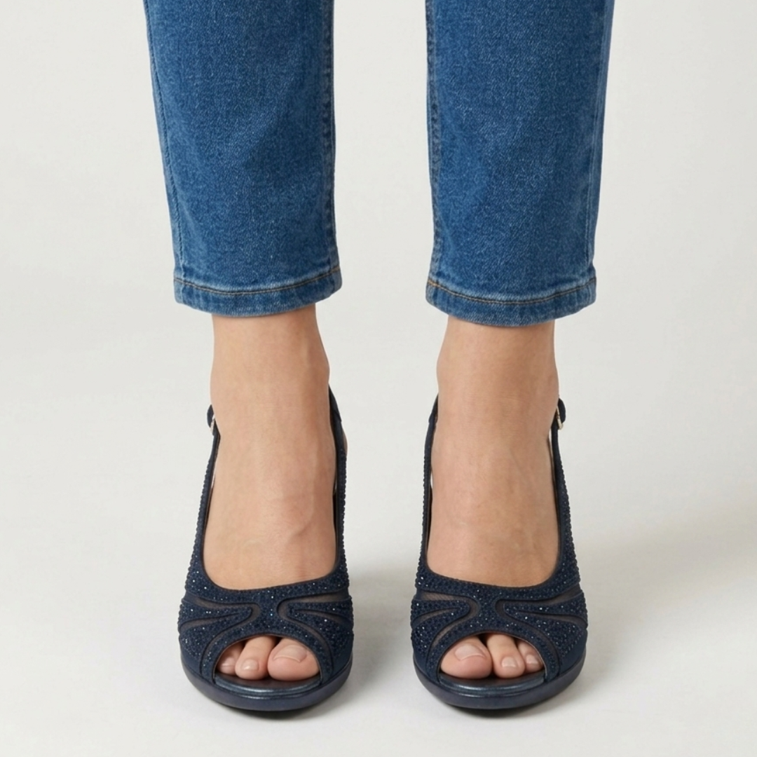 Thea | Comfortable Heeled Sandals for Women with Diamante Details