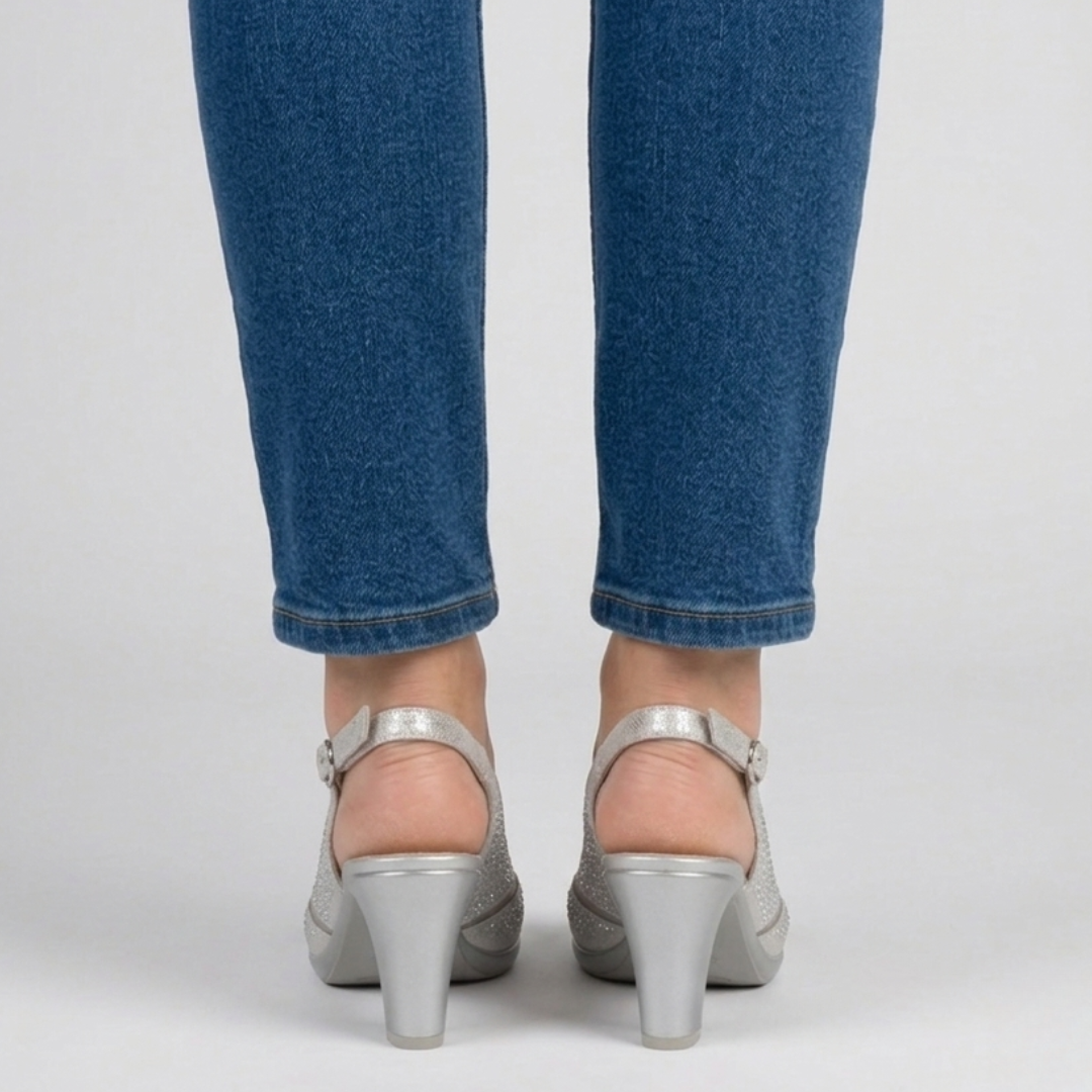 Thea | Comfortable Heeled Sandals for Women with Diamante Details