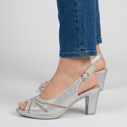 Thea | Comfortable Heeled Sandals for Women with Diamante Details