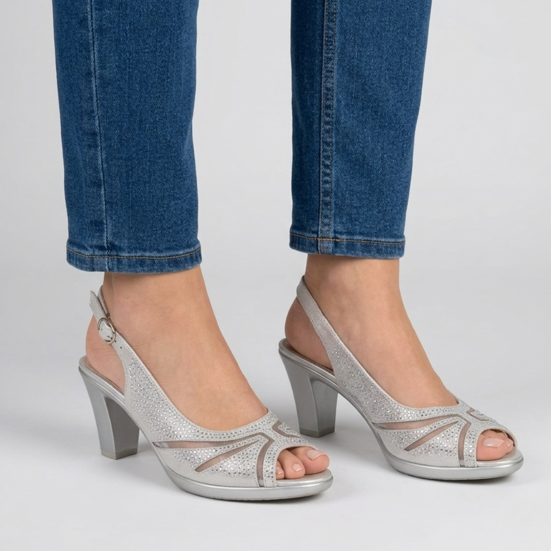 Thea | Comfortable Heeled Sandals for Women with Diamante Details