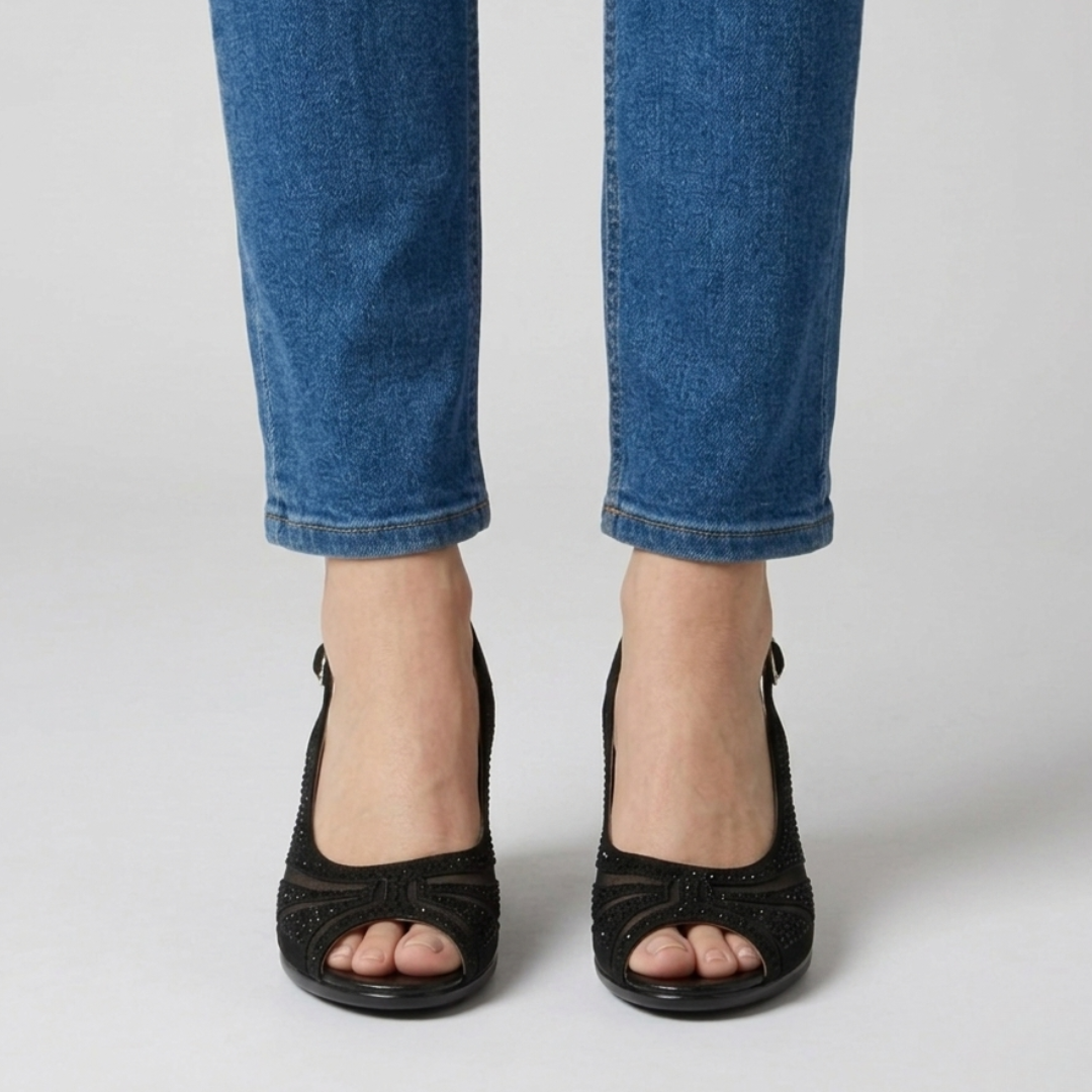 Thea | Comfortable Heeled Sandals for Women with Diamante Details