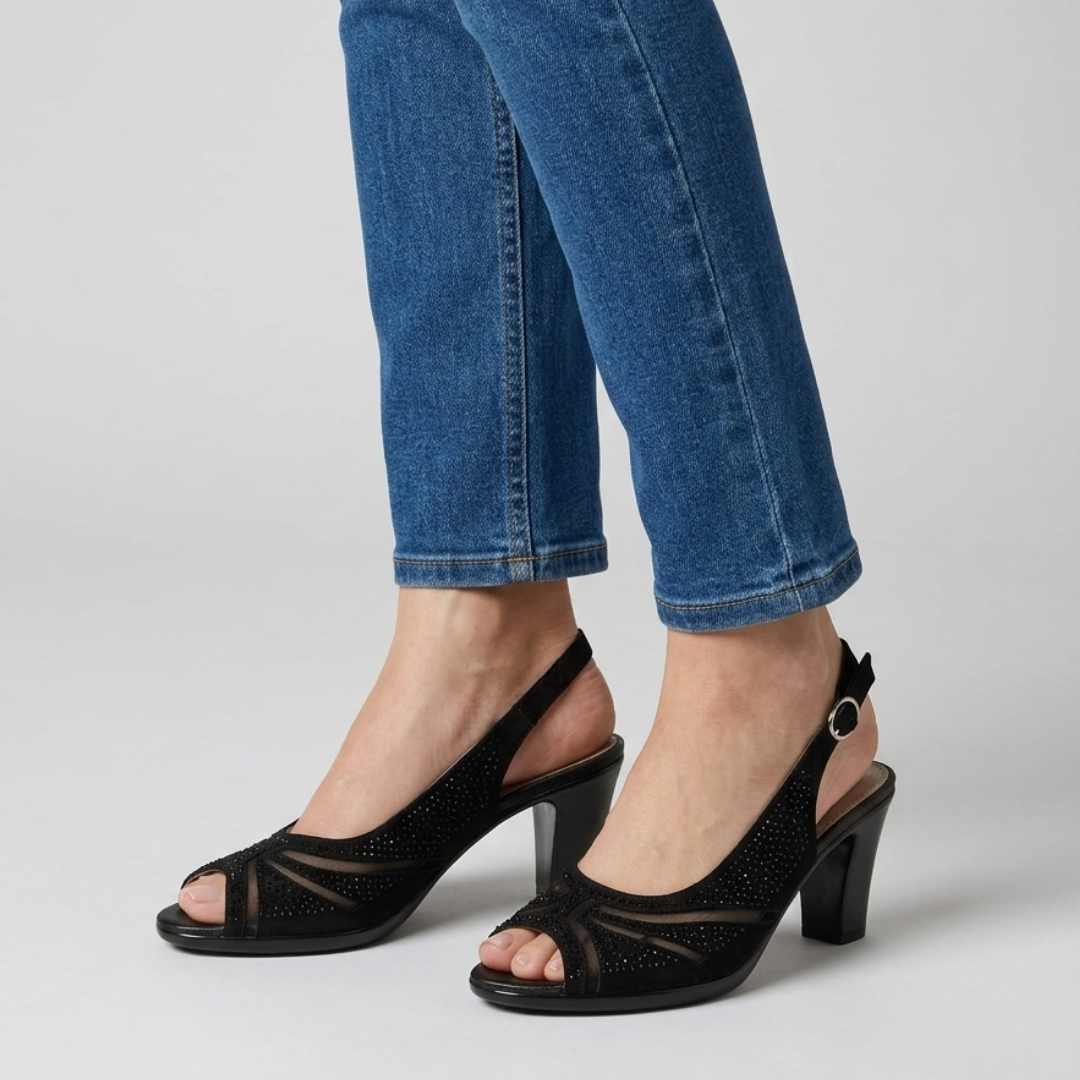 Thea | Comfortable Heeled Sandals for Women with Diamante Details