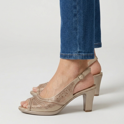 Thea | Comfortable Heeled Sandals for Women with Diamante Details