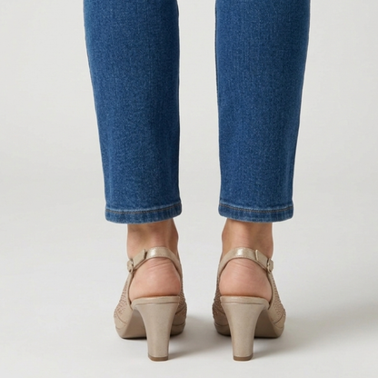 Thea | Comfortable Heeled Sandals for Women with Diamante Details
