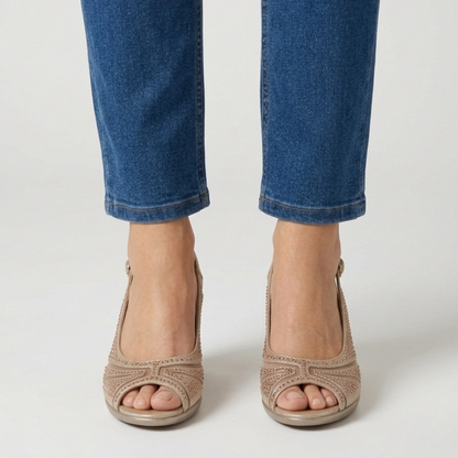 Thea | Comfortable Heeled Sandals for Women with Diamante Details